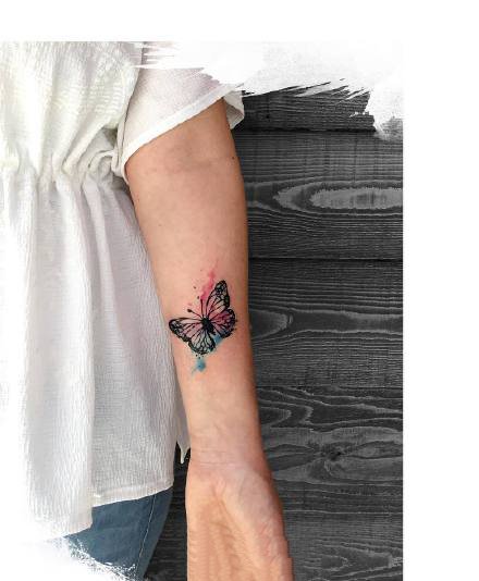 点击大图看下一张：纹在小臂上很好看的一组水彩风格的纹身图案