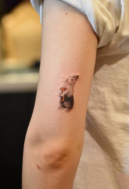点击大图看下一张：很可爱的一组小兔子纹身图案欣赏