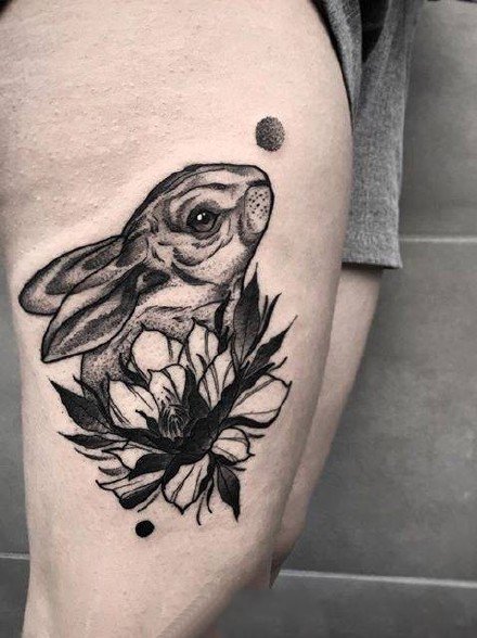 点击大图看下一张：个性的一组关于兔子的纹身作品欣赏