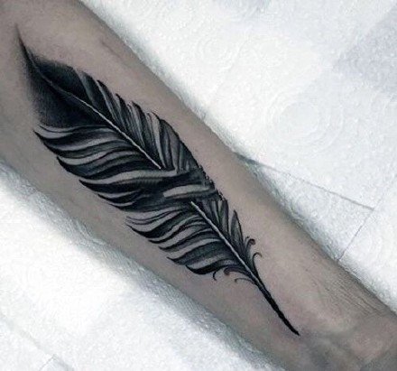 点击大图看下一张：羽毛刺青：16张很漂亮的小清新羽毛纹身图案