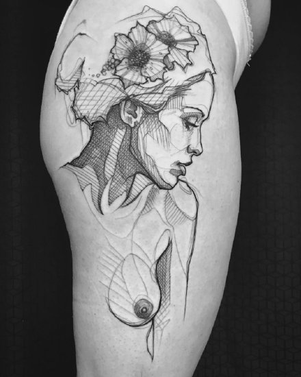点击大图看下一张：裸女郎+纹在身上的一组裸体女郎纹身图案