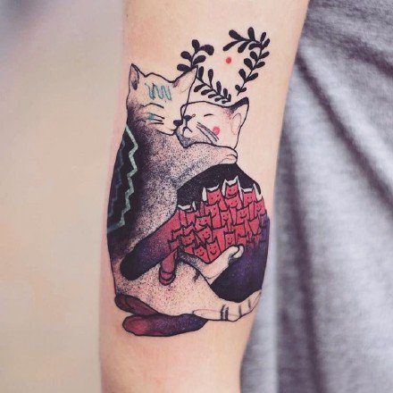 点击大图看下一张：猫纹身：关于猫的的一组可爱的猫纹身图案