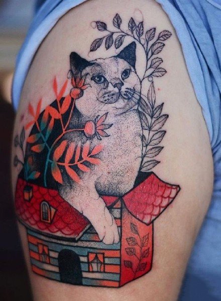 点击大图看下一张：猫纹身：关于猫的的一组可爱的猫纹身图案