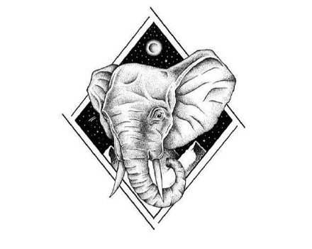 点击大图看下一张：关于大象的一组象纹身图案9张