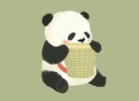 绿色背景的卡通小熊猫壁纸欣赏