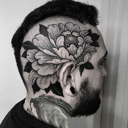点击大图看下一张：暗黑灰色的一组花卉纹身图片9张