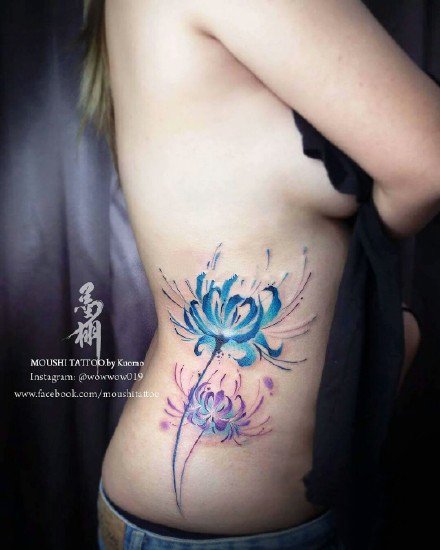 点击大图看下一张：漂亮唯美的一组彼岸花纹身图案