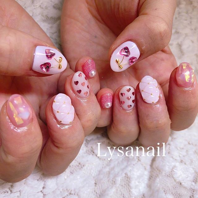 点击大图看下一张：日本Lysa nail设计的少女风可爱美甲参考