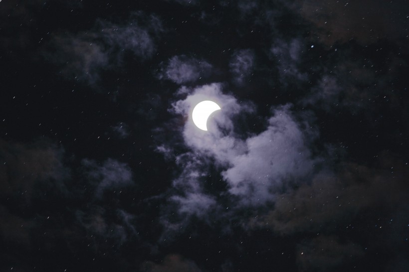 点击大图看下一张：夜晚弯弯的月亮图片