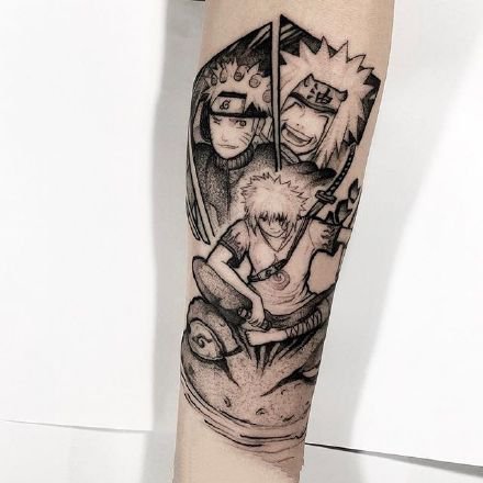点击大图看下一张：动漫火影忍者的角色鸣人佐助卡卡西纹身图片