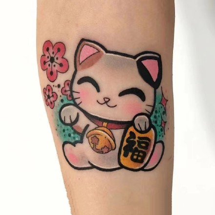 点击大图看下一张：很可爱的的一组小招财猫纹身图案