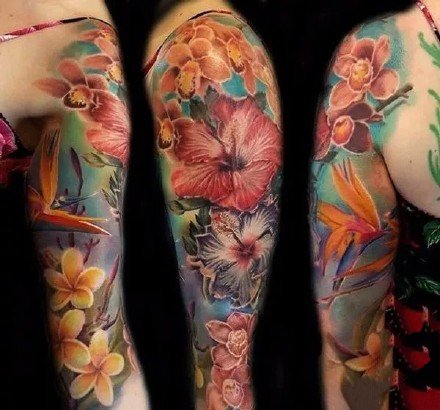 点击大图看下一张：梦幻炫彩的一组大花臂纹身作品欣赏