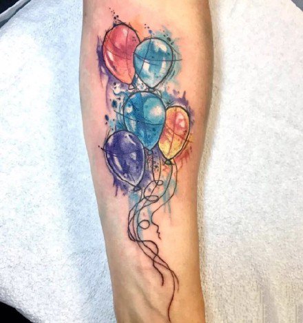 点击大图看下一张：9张关于气球的小清新纹身作品赏析