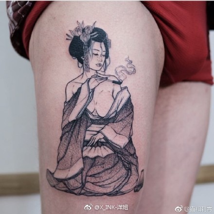 点击大图看下一张：个性的一组日式传统艺伎纹身图