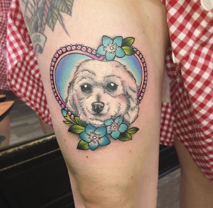 点击大图看下一张：为爱宠定制的一组宠物纹身作品