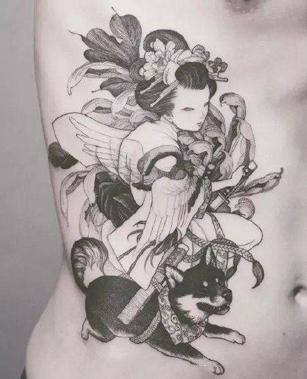点击大图看下一张：18张漂亮的日本艺妓纹身图案作品