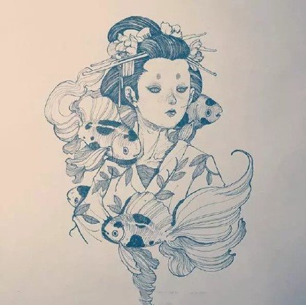 点击大图看下一张：18张漂亮的日本艺妓纹身图案作品