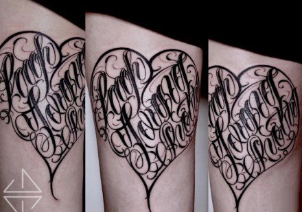 点击大图看下一张：一组奇卡诺花体字的纹身图案欣赏