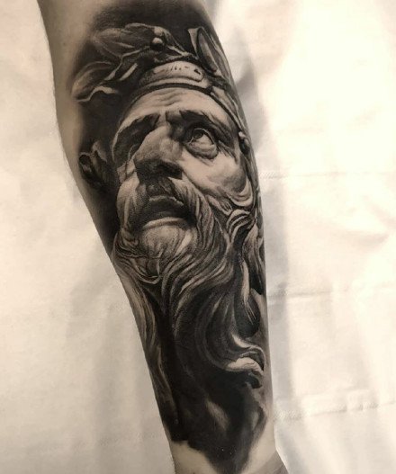 点击大图看下一张：18张欧美大黑灰手臂写实纹身作品图案