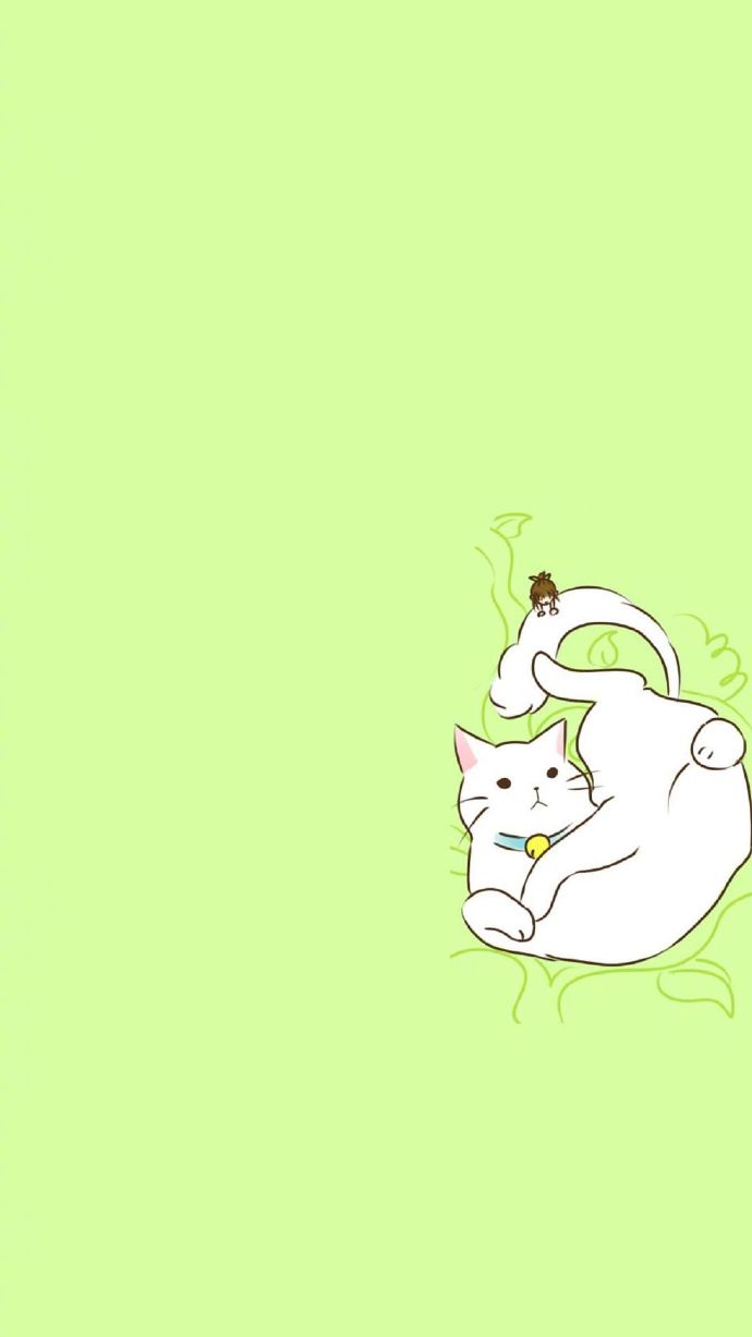 点击大图看下一张：一组可爱猫咪卡通插画壁纸 ​​​​