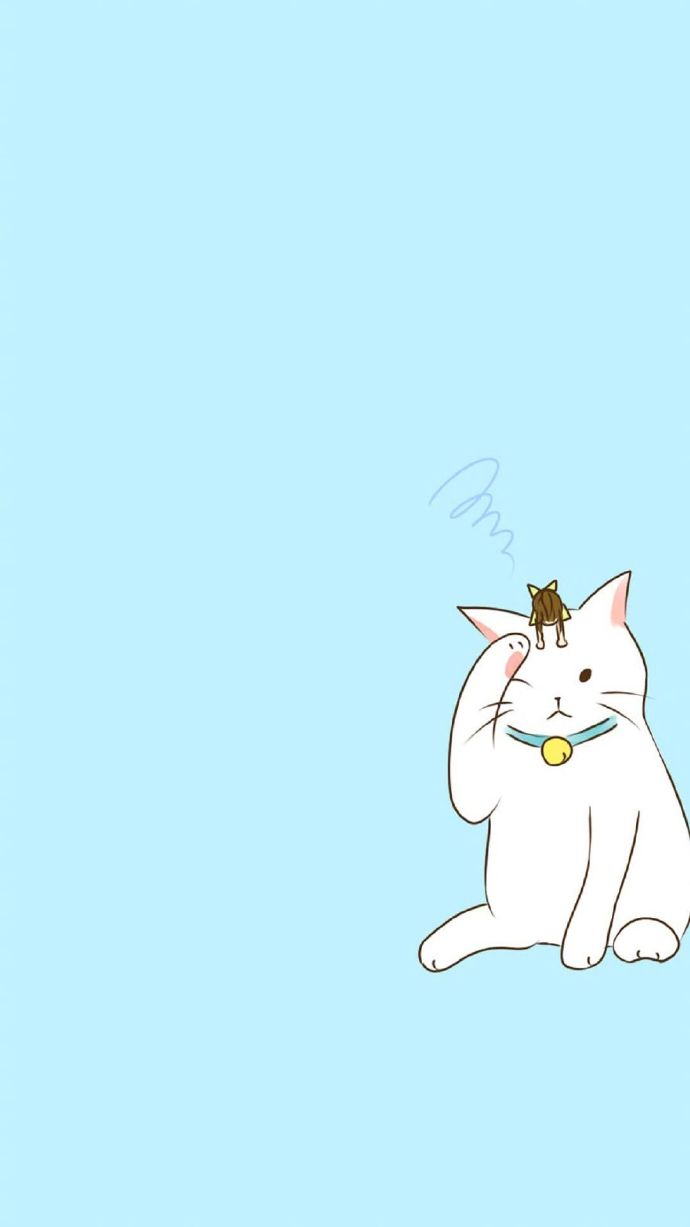 点击大图看下一张：一组可爱猫咪卡通插画壁纸 ​​​​