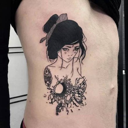 点击大图看下一张：18组日本艺妓女郎纹身图案