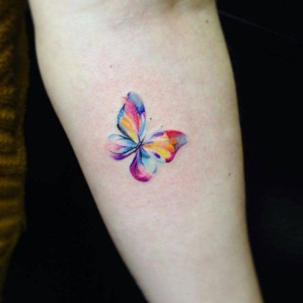 点击大图看下一张：小清新的一组彩色蝴蝶纹身图案