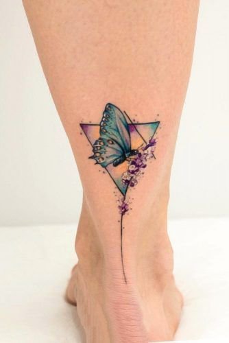 点击大图看下一张：小清新的一组彩色蝴蝶纹身图案