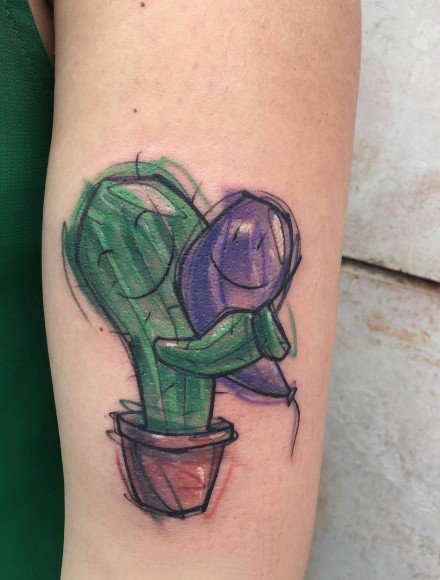 点击大图看下一张：植物仙人掌的一组个性纹身图片