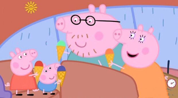 点击大图看下一张：小猪佩奇一家人吃冰淇淋图片欣赏