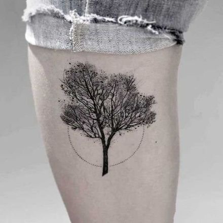 点击大图看下一张：很好看的一组小树纹身图片
