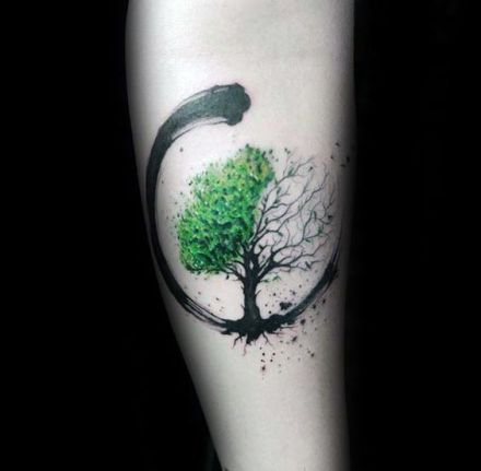点击大图看下一张：很好看的一组小树纹身图片