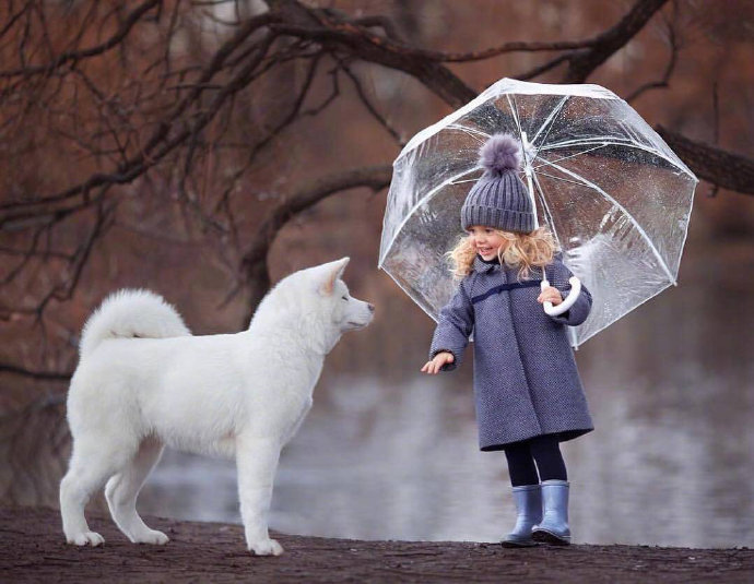 点击大图看下一张：莫斯科摄影师镜头下的小姑娘与动物，好美，