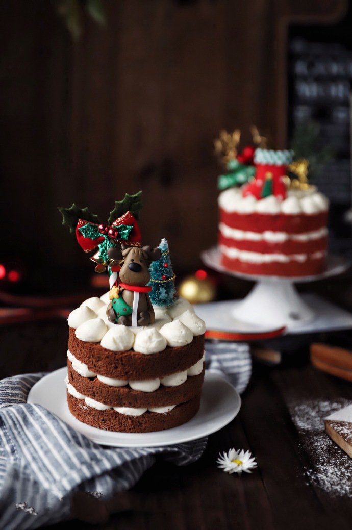 点击大图看下一张：看起来就超级美味的巧克力圣诞蛋糕图片