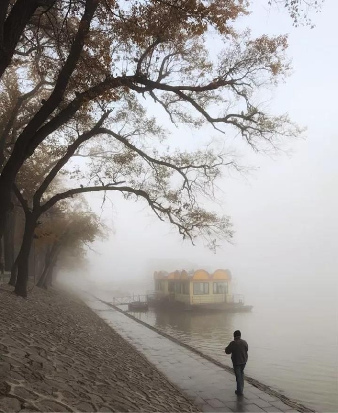 点击大图看下一张：一组大雾笼罩着江畔的朦胧美拍摄图片