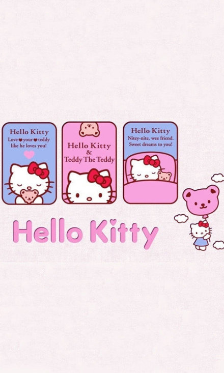点击大图看下一张：萌萌的Hello Kitty壁纸 看着就好软妹