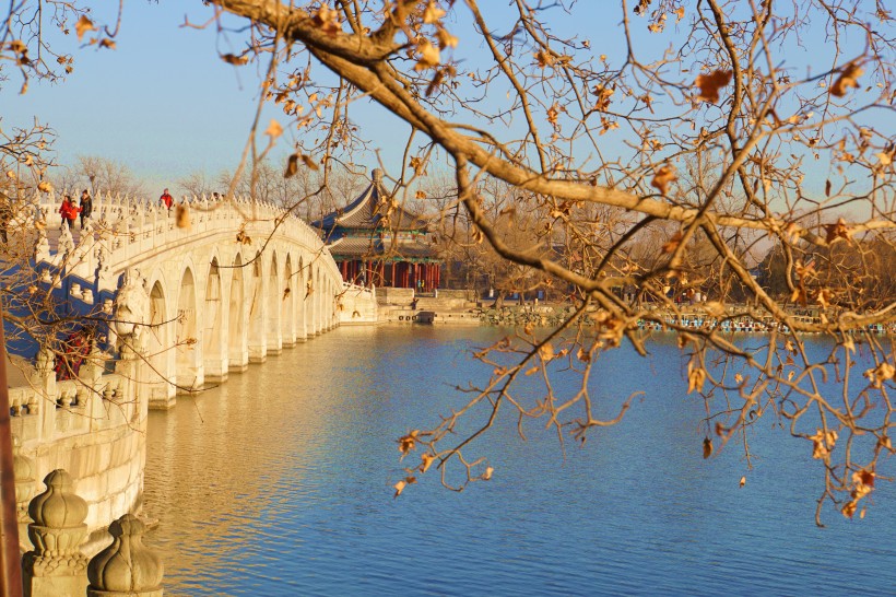 点击大图看下一张：北京颐和园十七孔桥图片