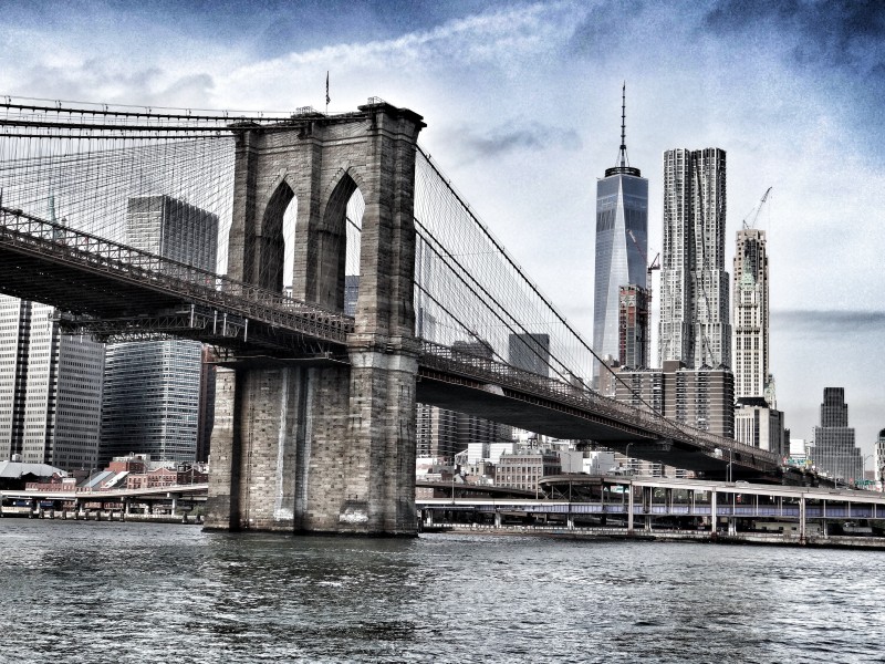 点击大图看下一张：美国纽约布鲁克林大桥图片