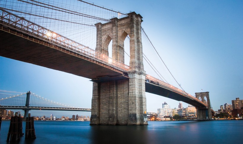 点击大图看下一张：美国纽约布鲁克林大桥图片
