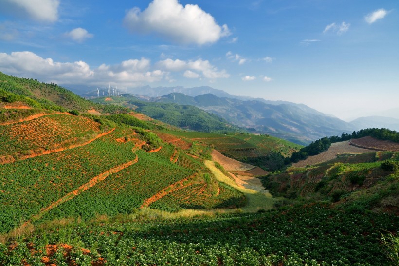 点击大图看下一张：云南东川红土地风景图片