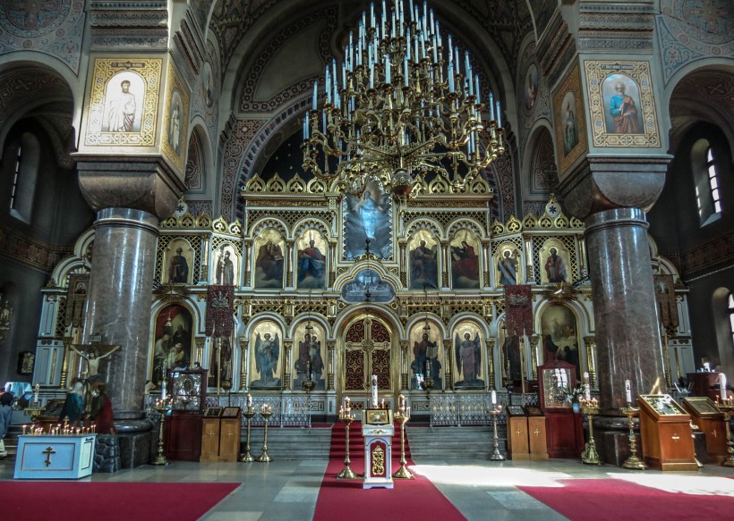 点击大图看下一张：芬兰赫尔辛基乌斯别斯基东正教教堂建筑风景图片