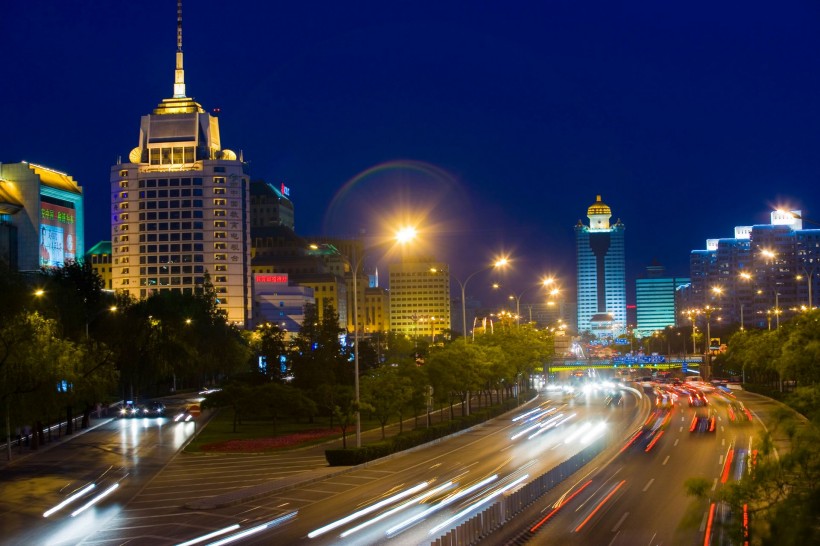 点击大图看下一张：北京西二环复兴门夜景图片