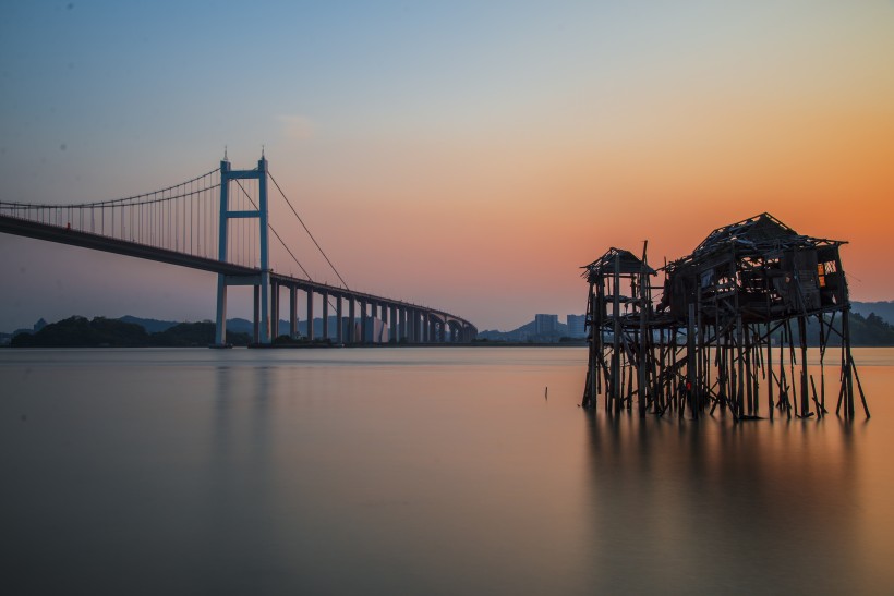 点击大图看下一张：夕阳下的虎门大桥图片