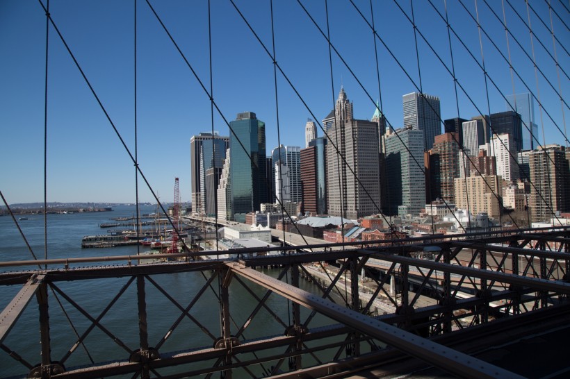 点击大图看下一张：美国纽约布鲁克林大桥风景图片