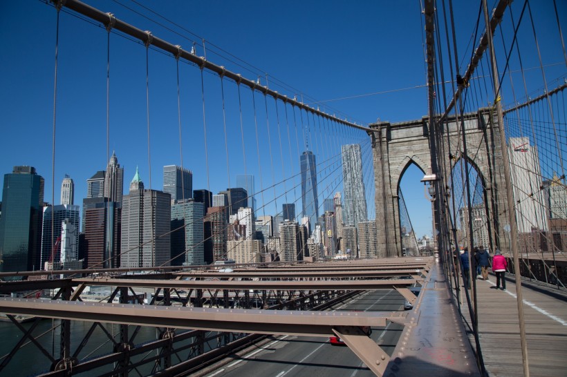 点击大图看下一张：美国纽约布鲁克林大桥风景图片