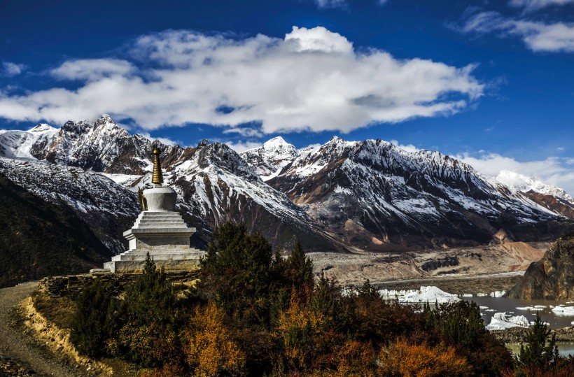 点击大图看下一张：西藏来古冰川风景图片