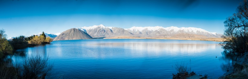 点击大图看下一张：新西兰白鹭湖风景图片