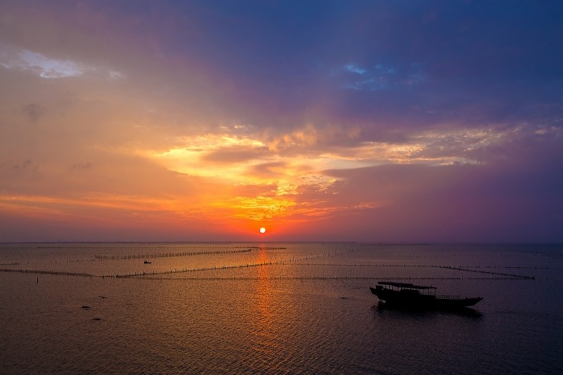 点击大图看下一张：广西防城港簕山古渔村晚霞风景图片