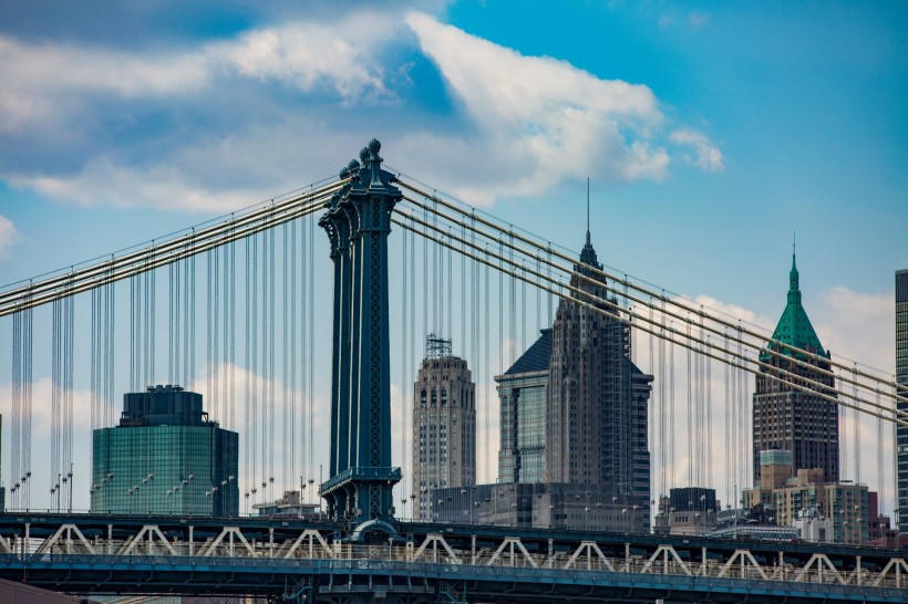点击大图看下一张：美国纽约曼哈顿大桥风景图片