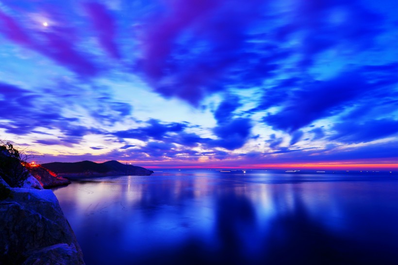 点击大图看下一张：山东威海猫头山晚霞风景图片